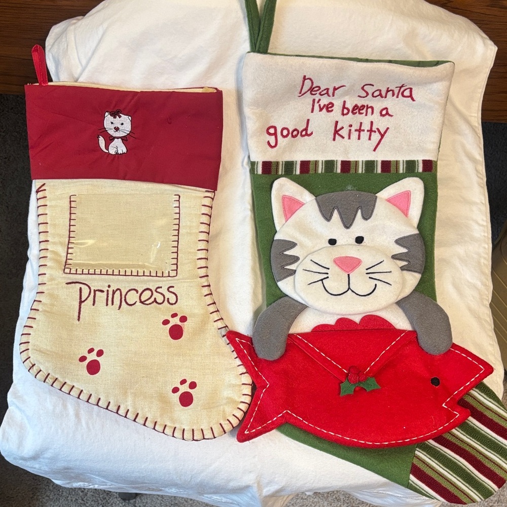 2 Cat Christmas Stockings